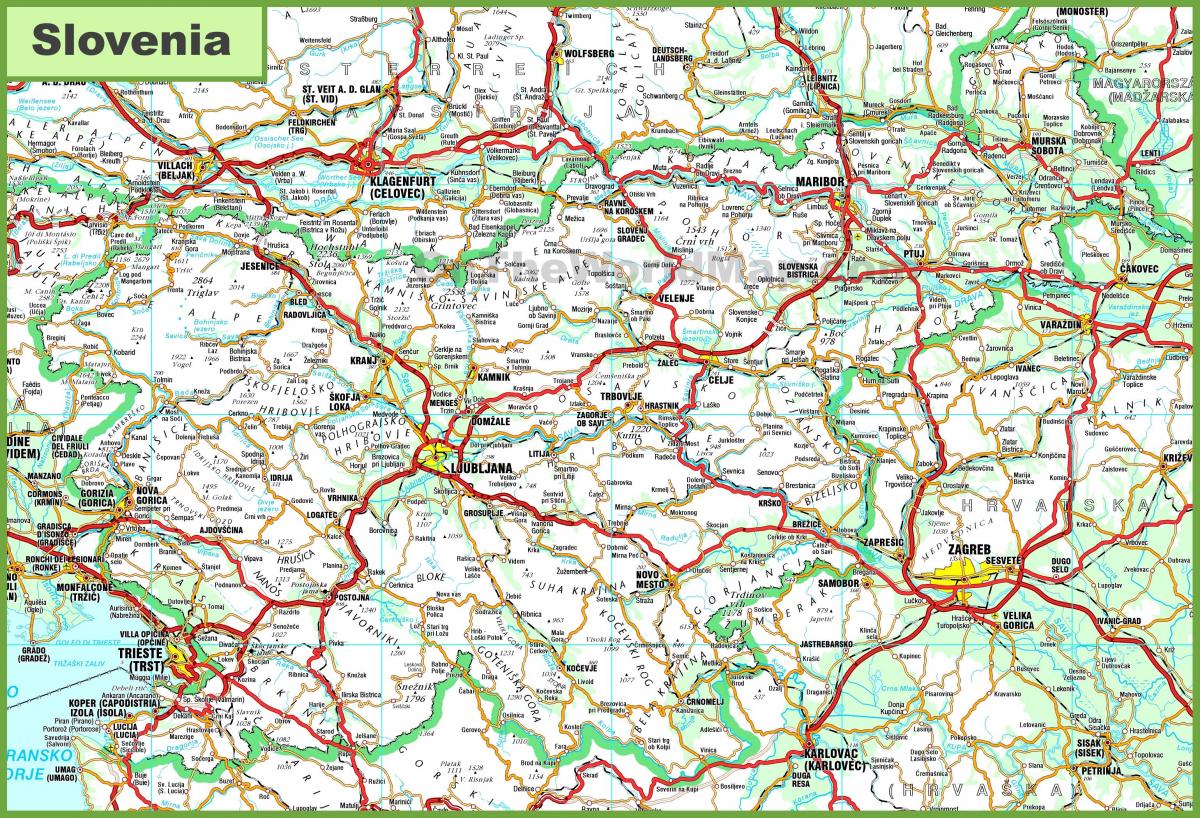 Žemėlapis detalus Slovėnija