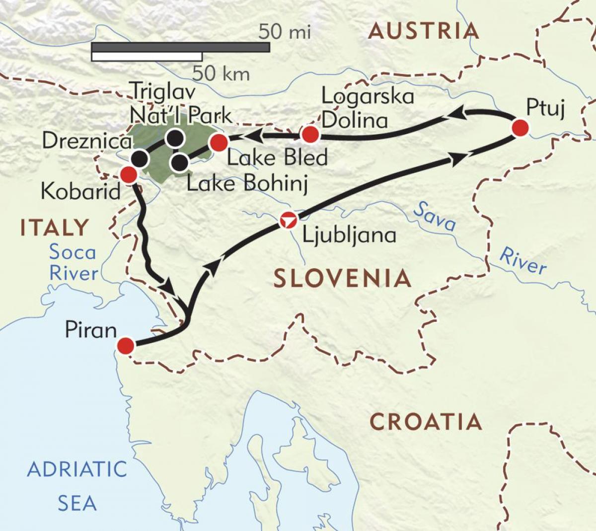 žemėlapis piran Slovėnija