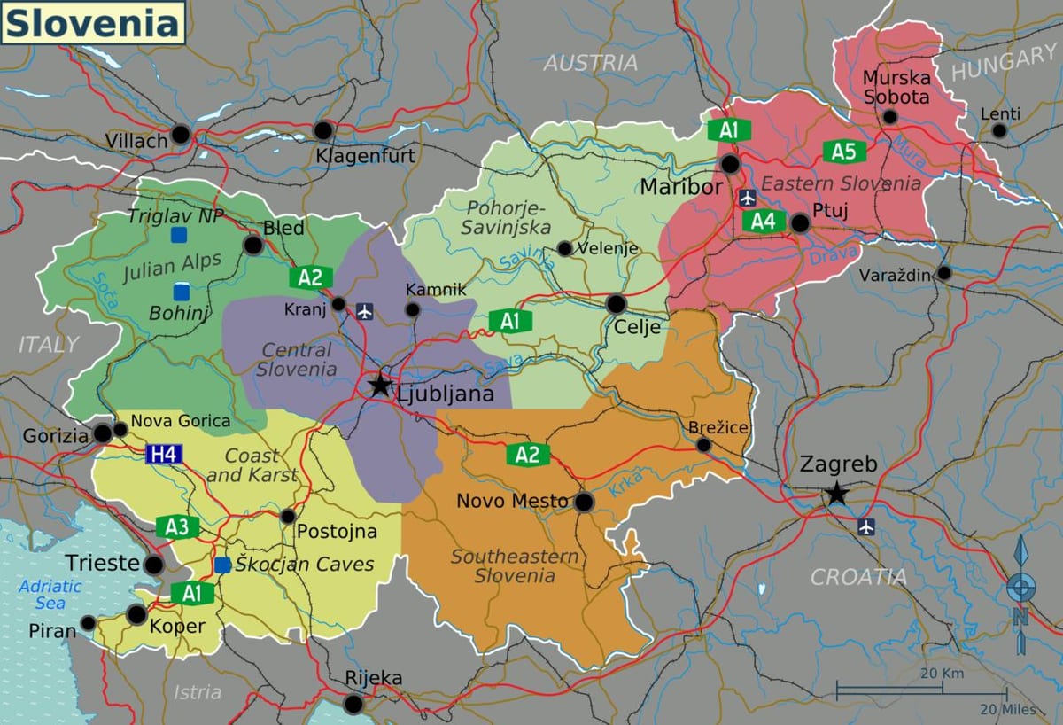 Slovėnija lankytinų vietų žemėlapis