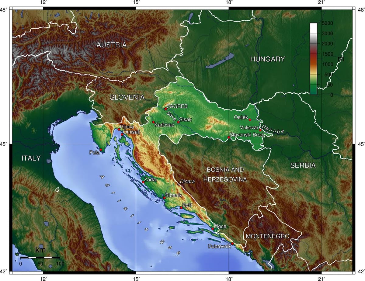 Žemėlapis Slovėnija topografinis
