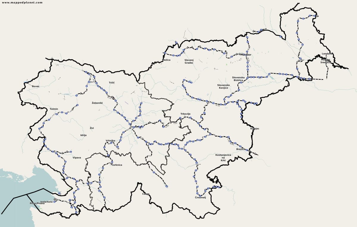 Slovėnija traukinių žemėlapis