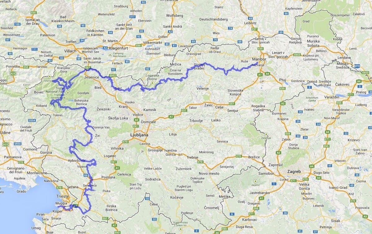 Žemėlapis Slovėnijos kalnų takas