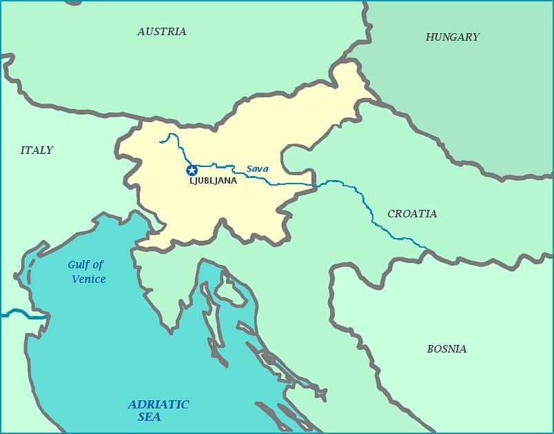 Žemėlapis Slovėnijos pakrantėje