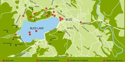 Žemėlapis Slovėnija kuriame lake bled