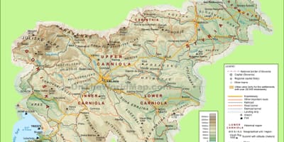 Žemėlapis Slovėnija fizinio