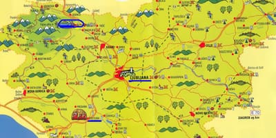 Žemėlapis Slovėnija lankytinos vietos