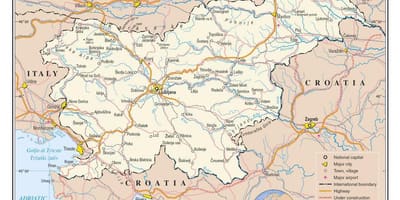 Žemėlapis Slovėnija oro uostai