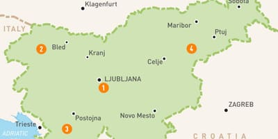 Žemėlapis Slovėnijos regionus