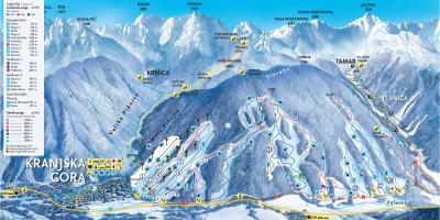 Žemėlapis Slovėnijos slidinėjimo kurortai