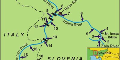 Žemėlapis soca upės Slovėnija