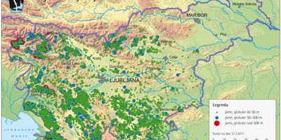Žemėlapis urvuose Slovėnijoje